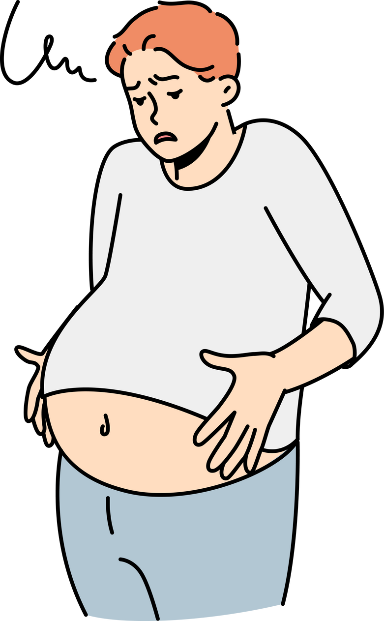 Unhealthy man suffer from indigestion